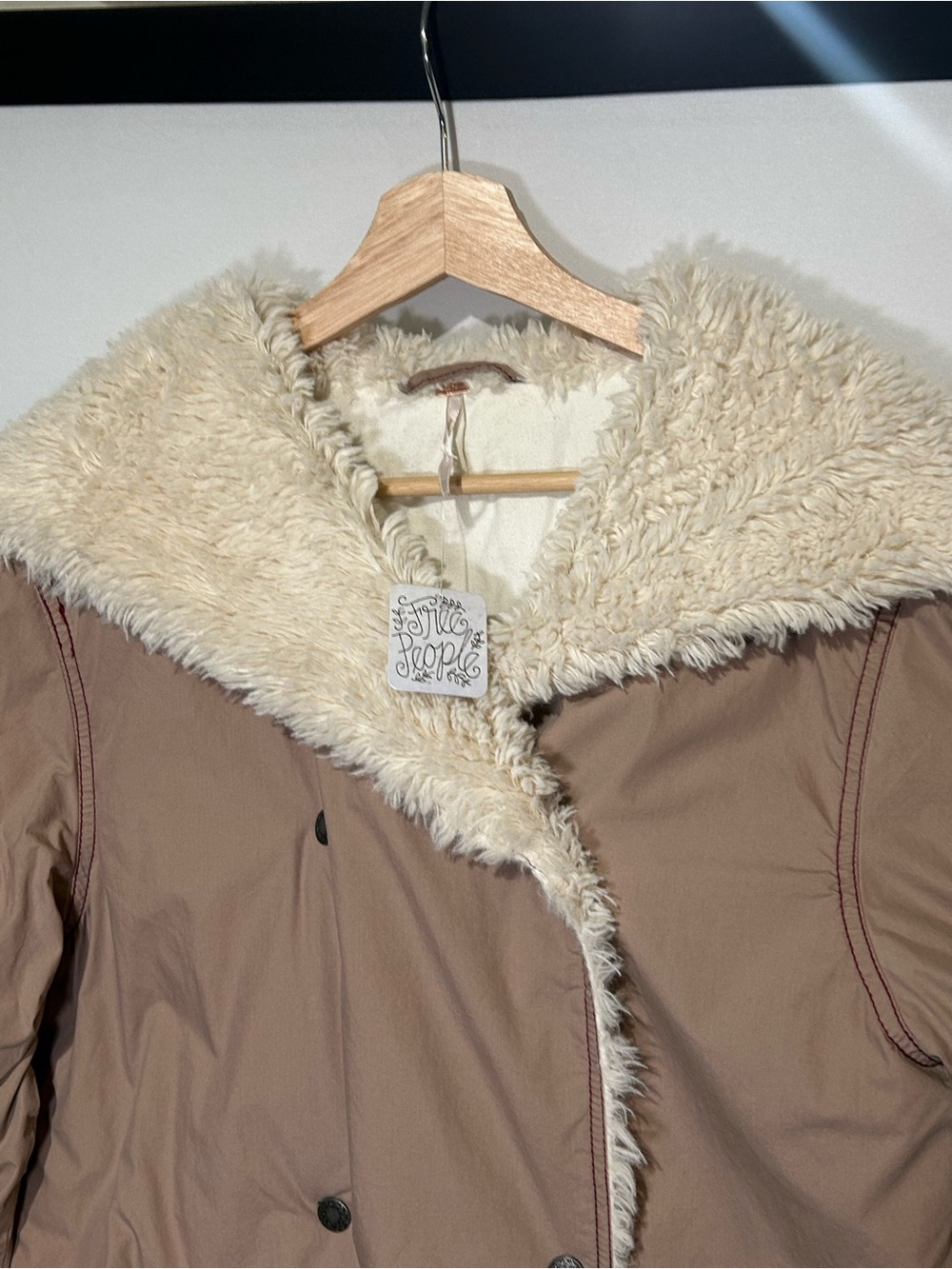NWT Free People Penny Lane Style Faux Fur Oversized Sherpa Hooded Jacket XS - Picture 5 of 16